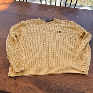 Chaps Men's Cable Knit Cotton Sweater in Pale Yellow